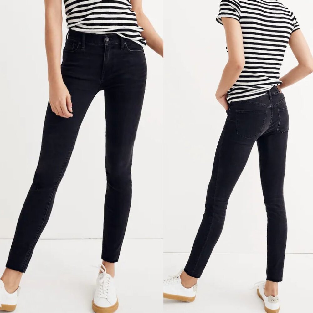 Madewell 9" High Rise Skinny Jeans Black Lunar Wash Denim Cotton Size 28 Tall